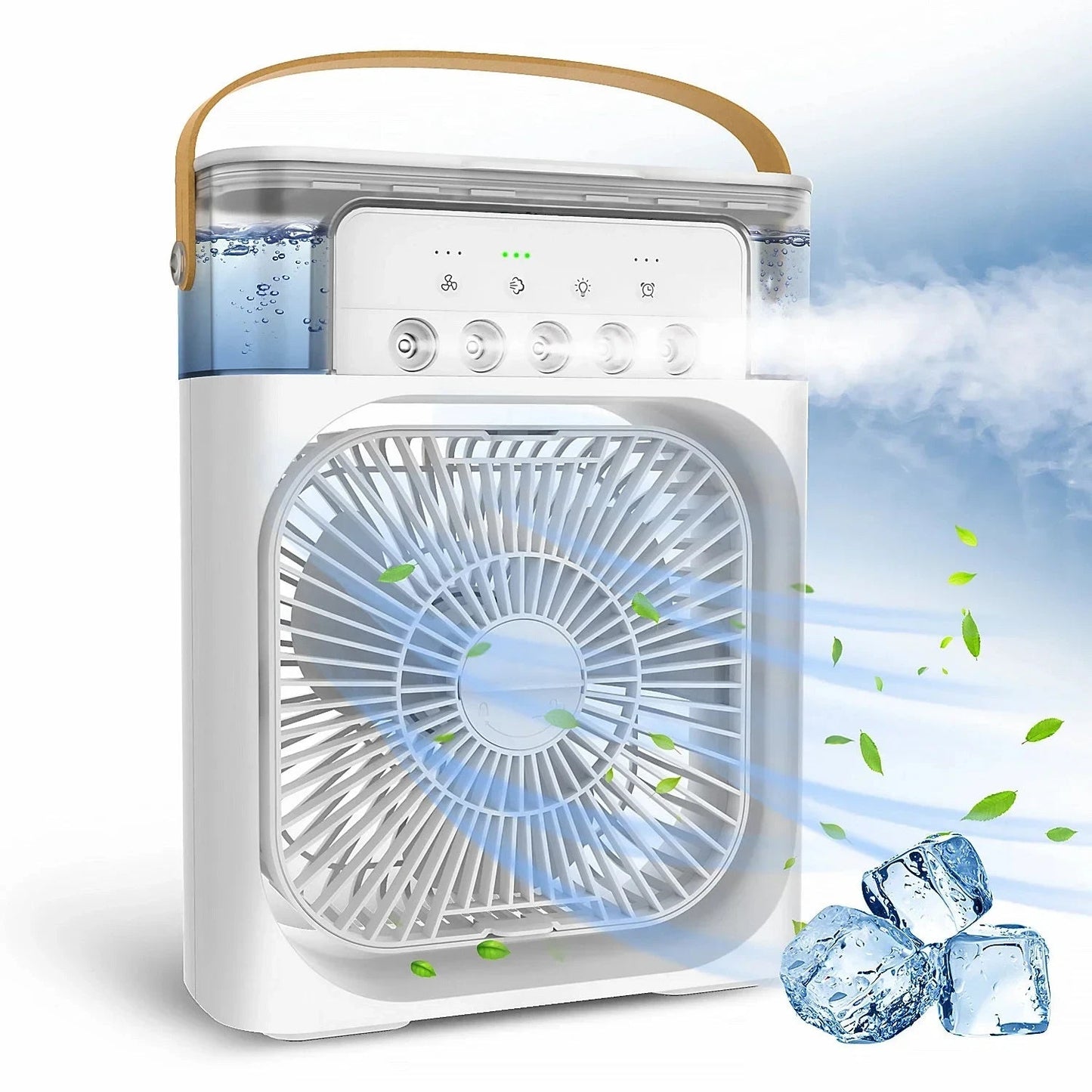Mini Ar-Condicionado 3 em 1 com LED – Refresque e Relaxe em Qualquer Lugar!