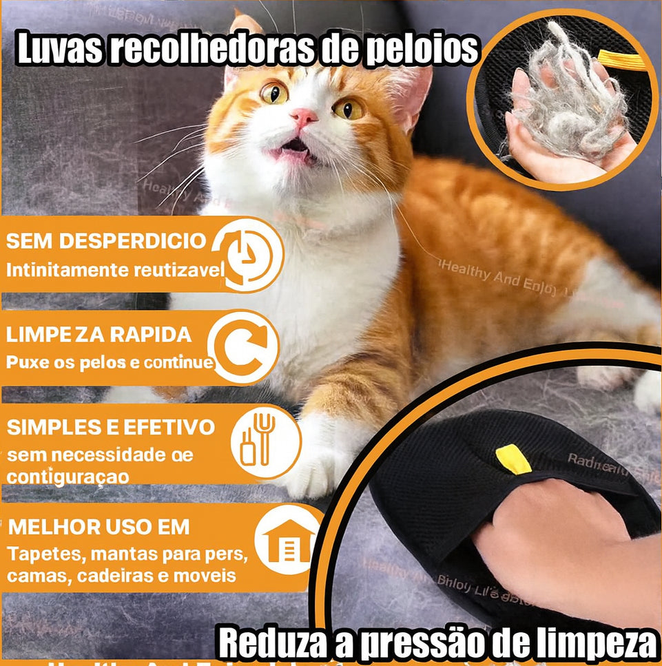 Luva Removedora de Pelos e Escovação Pet