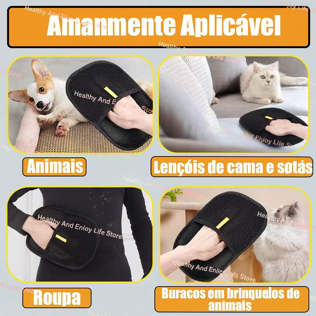 Luva Removedora de Pelos e Escovação Pet