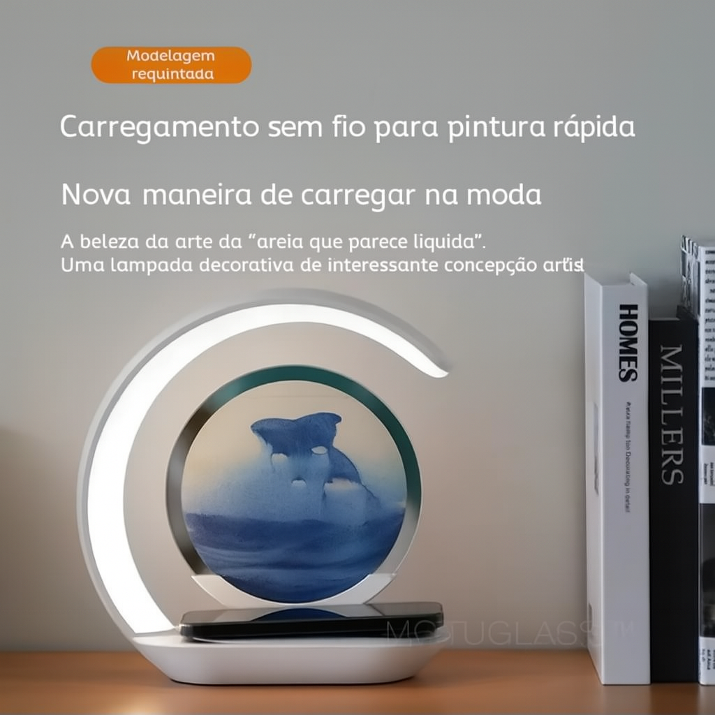 Luminária Criativa com Areia e Carregamento Sem Fio