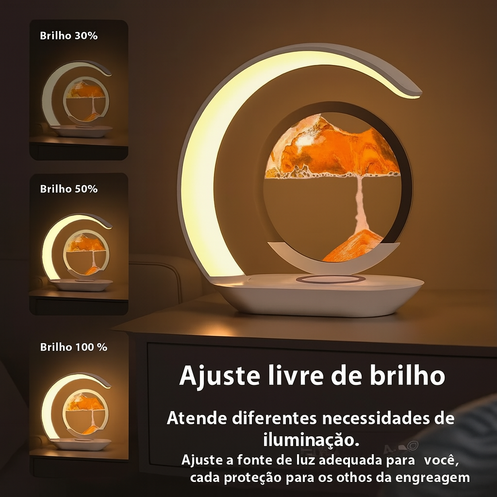 Luminária Criativa com Areia e Carregamento Sem Fio