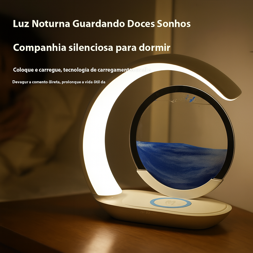 Luminária Criativa com Areia e Carregamento Sem Fio