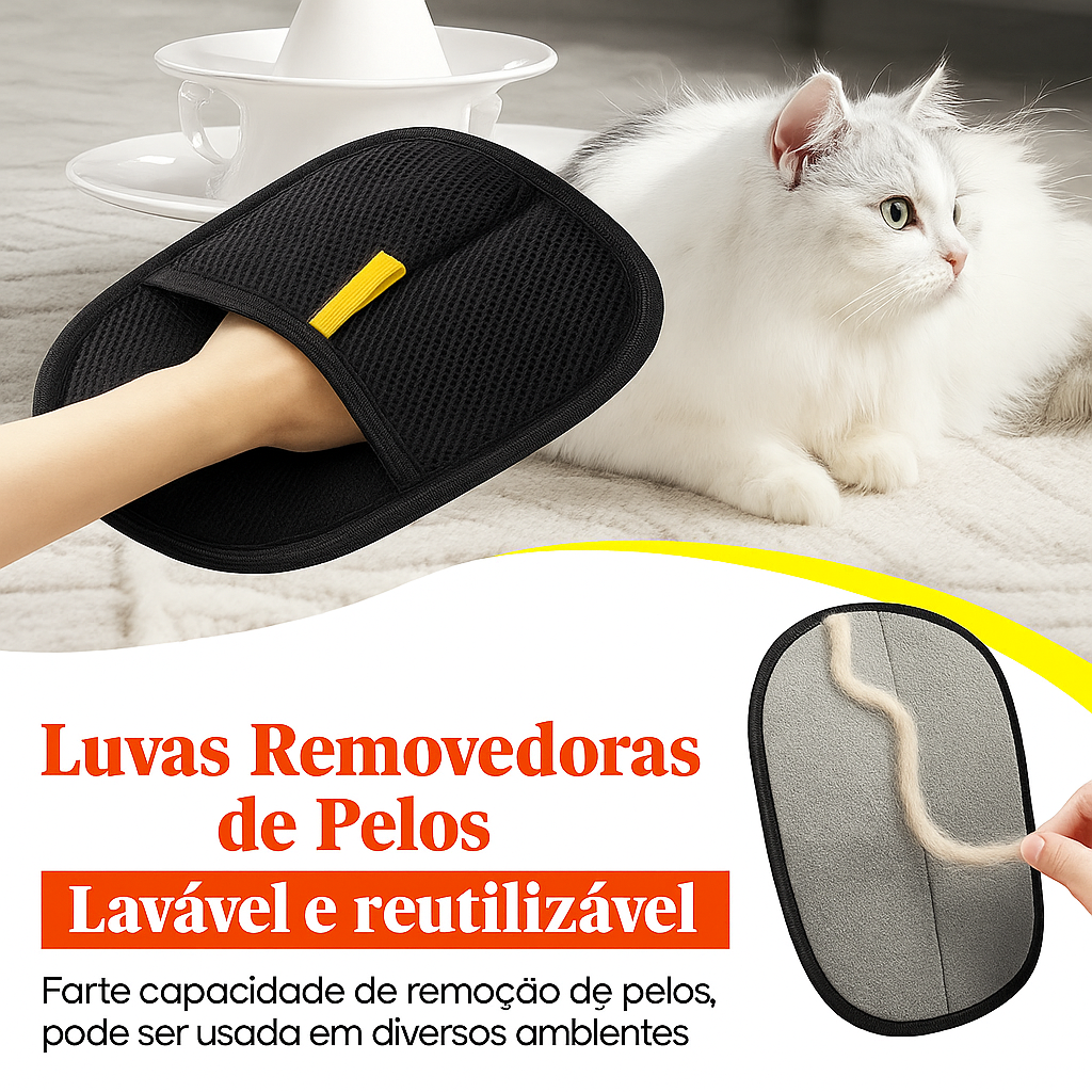 Luva Removedora de Pelos e Escovação Pet