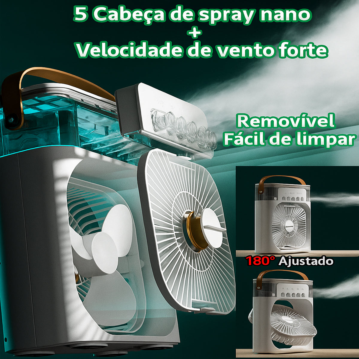 Mini Ar-Condicionado 3 em 1 com LED – Refresque e Relaxe em Qualquer Lugar!