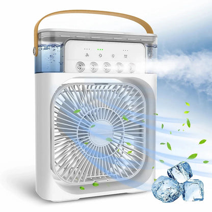 Mini Ar-Condicionado 3 em 1 com LED – Refresque e Relaxe em Qualquer Lugar!