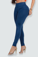 Calça Fitness Modeladora Azul Cintura Alta - REF7522