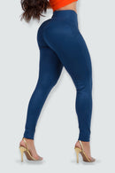 Calça Fitness Modeladora Azul Cintura Alta - REF7522