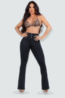 Calça Feminina Flare Modeladora Preta Montaria - REF7526