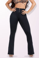 Calça Feminina Flare Modeladora Preta Montaria - REF7526