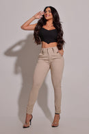 Calça Jeans Feminina Modeladora Nude Detalhe Barra - REF94