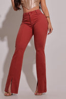 Calça Jeans Feminina Flare Modeladora Terracota - REF87