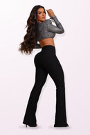 Calça Flare Modeladora Montaria Preta Cintura Alta - REF378