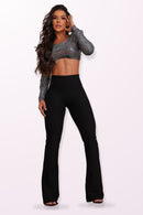 Calça Flare Modeladora Montaria Preta Cintura Alta - REF378