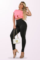 Calça Fitness Modeladora Preta Cintura Alta - REF7524