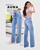 Calça Feminina Wide Leg Jeans Marmorizada