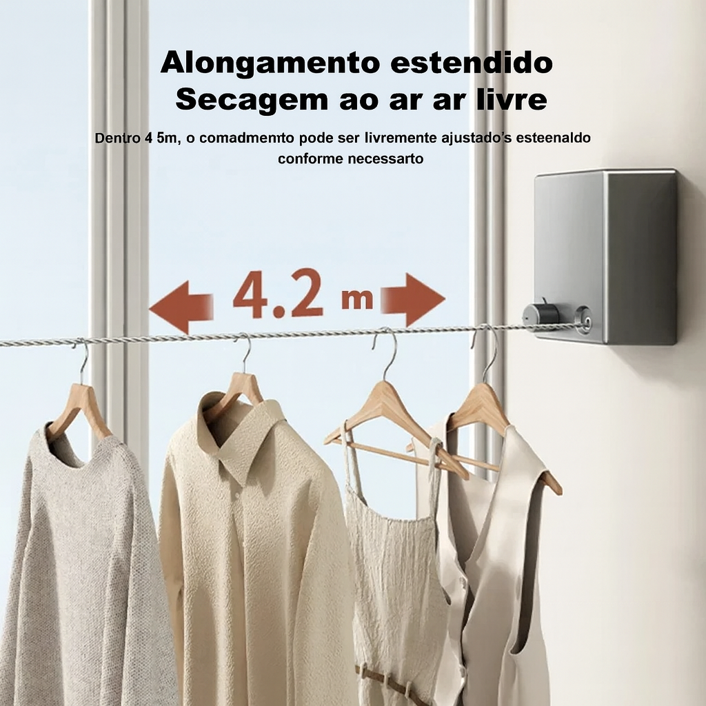 Varal retrátil de aço inox – Suporte de secagem que economiza espaço