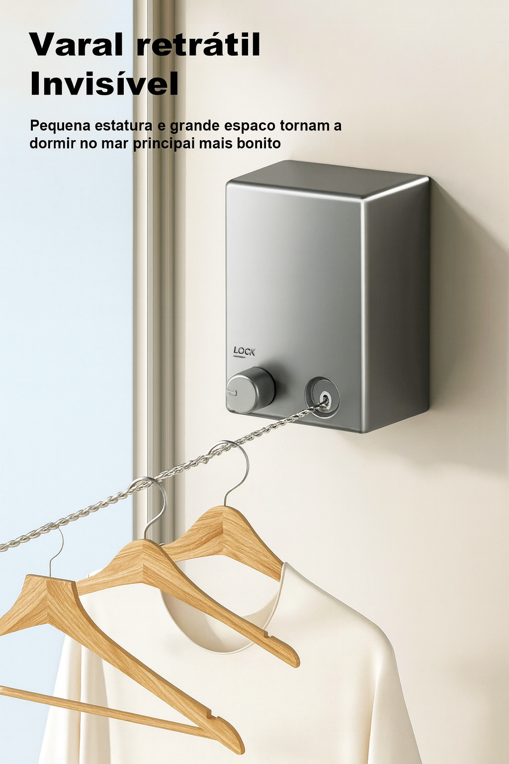 Varal retrátil de aço inox – Suporte de secagem que economiza espaço
