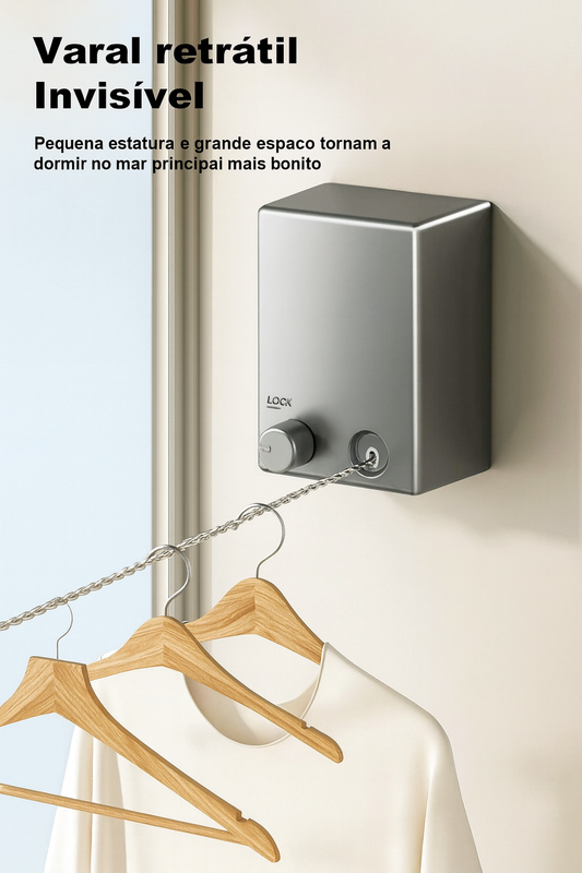 Varal retrátil de aço inox – Suporte de secagem que economiza espaço