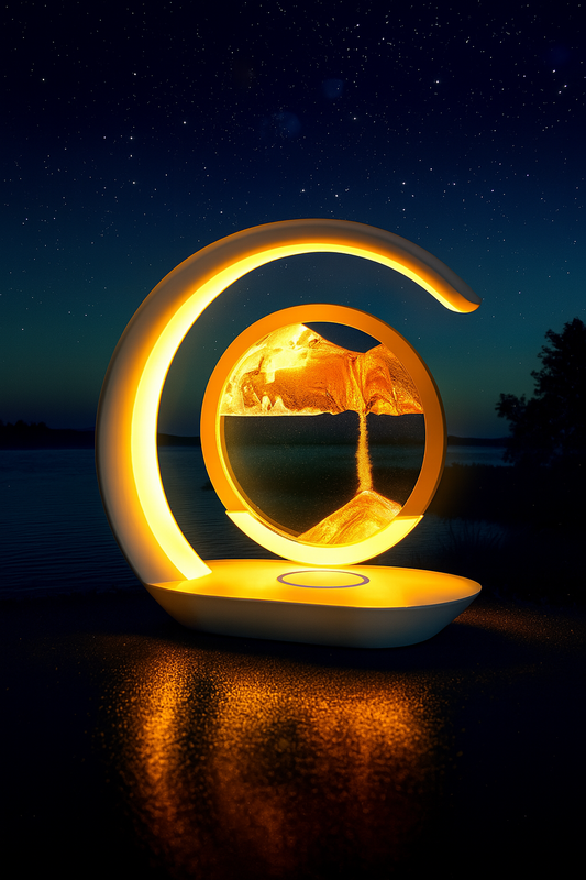 Luminária Criativa com Areia e Carregamento Sem Fio