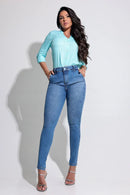 Calça Jeans Modeladora Alfaiataria com Elastano Apaixonante  - REF331