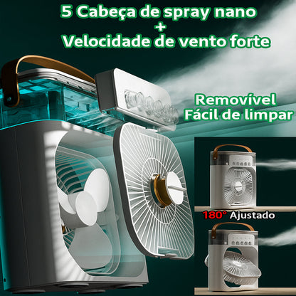 Mini Ar-Condicionado 3 em 1 com LED – Refresque e Relaxe em Qualquer Lugar!