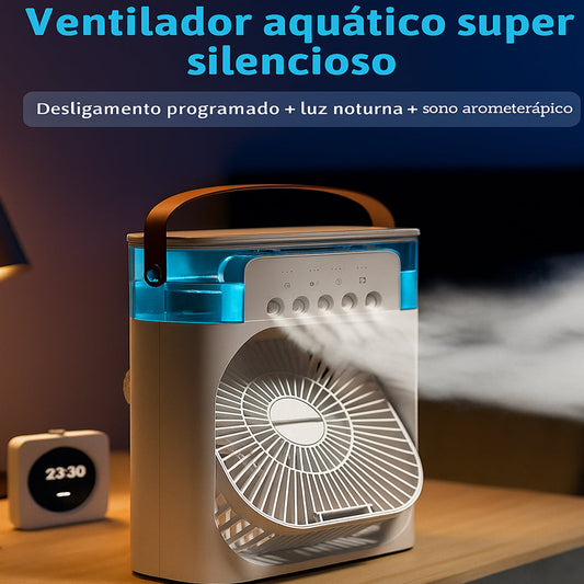 Mini Ar-Condicionado 3 em 1 com LED – Refresque e Relaxe em Qualquer Lugar!
